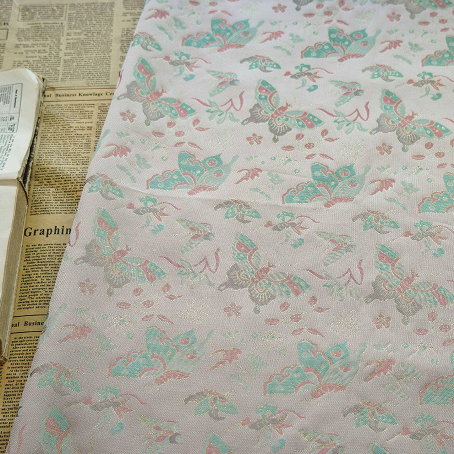 Butterfly Brocade Satin Fabric: 60" Wide Chinese Style Sewing Material