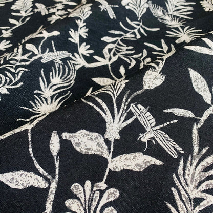 Black & White Lurex Jacquard Fabric: 3D Embossed Plant Pattern, 58" Wide