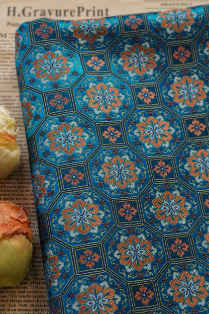 Song Dunhuang Silk Brocade Fabric: 58"W Tibetan Robe Cheongsam Material
