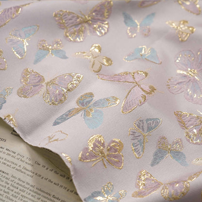 Gold Thread Butterfly Jacquard Fabric: 59" Wide, Rayon Blend