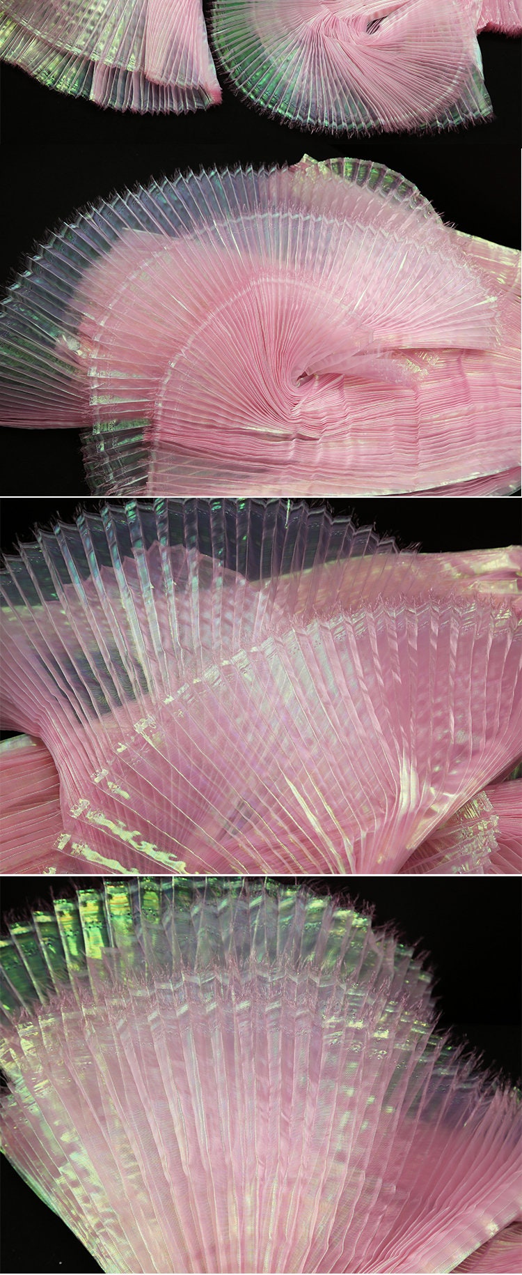 Mermaid Iridescent Pleated Organza Fabric: 55" Wide Designer Material