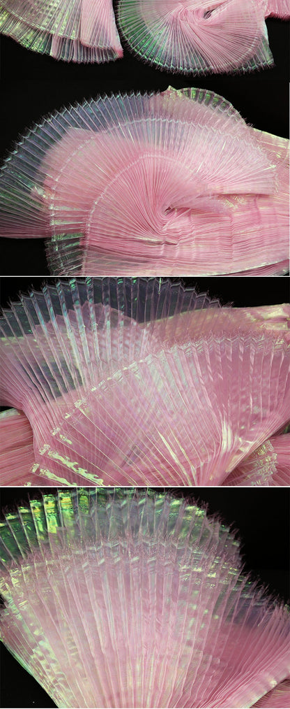 Mermaid Iridescent Pleated Organza Fabric: 55" Wide Designer Material