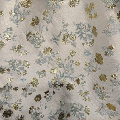 Reversible Gold Floral Jacquard Fabric: Embossed Upholstery Sewing, 57"W