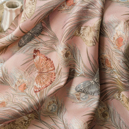 Butterfly Jacquard Fabric: 3D Texture Gold Thread, 55" Wide