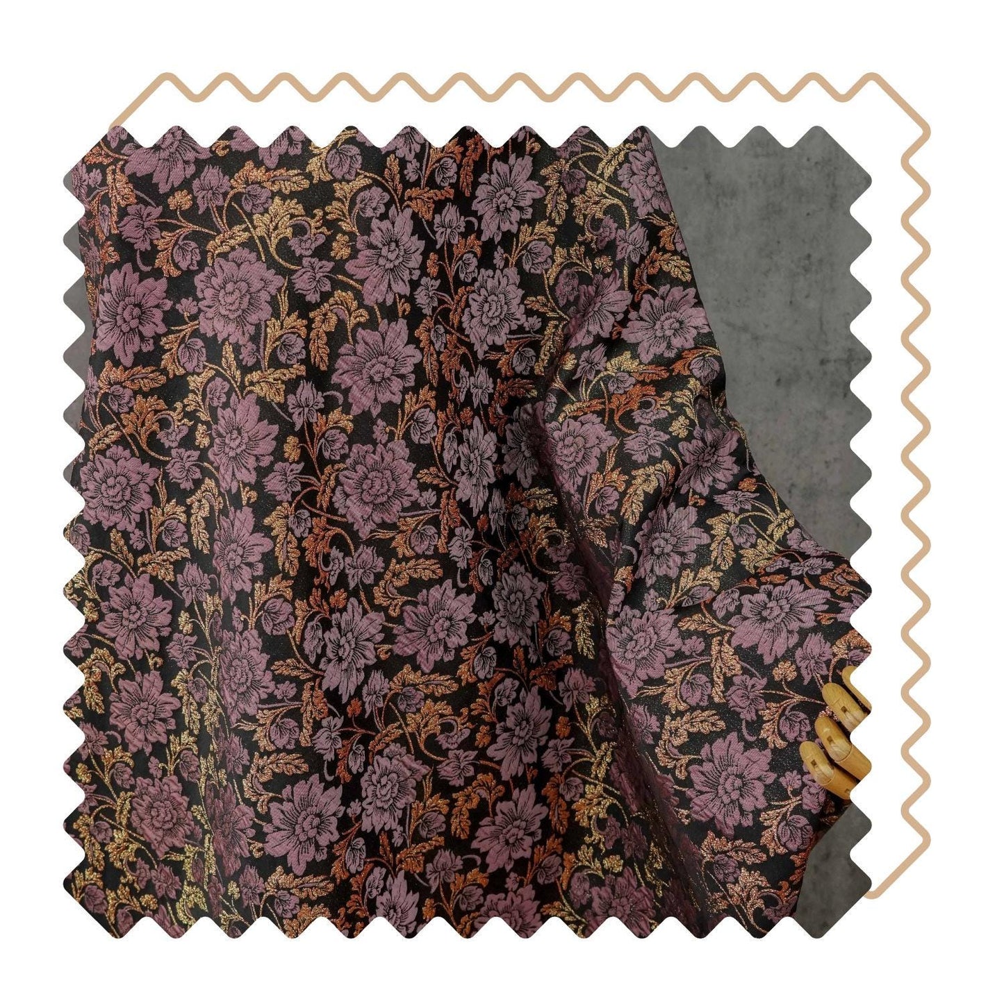 Baroque Floral Jacquard Fabric | Embossed Gold Brocade Upholstery