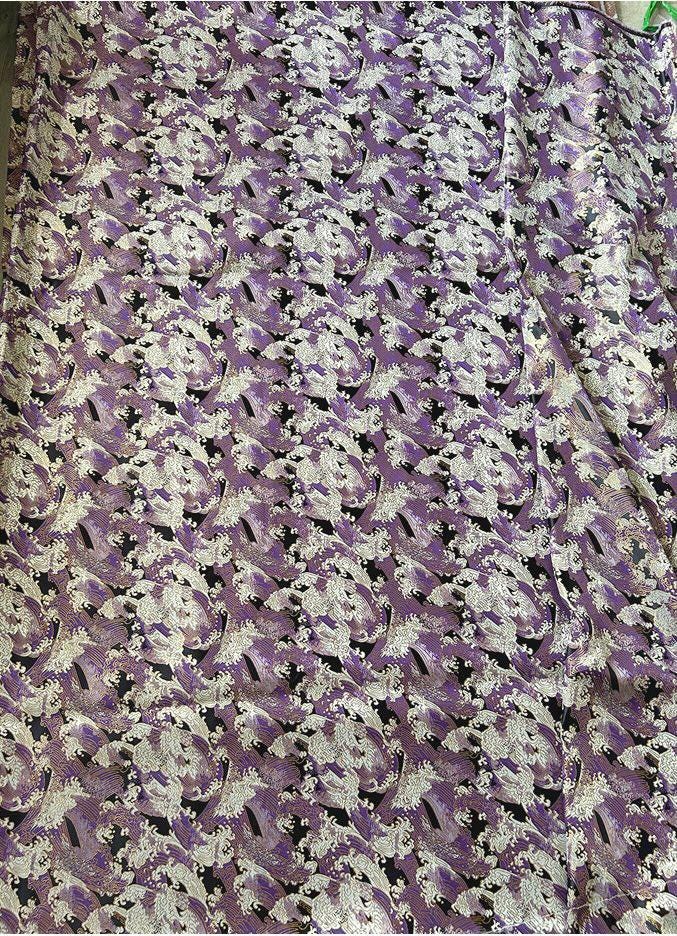 Tissu brocart à vagues violettes : Matériel de couture pour kimonos japonais