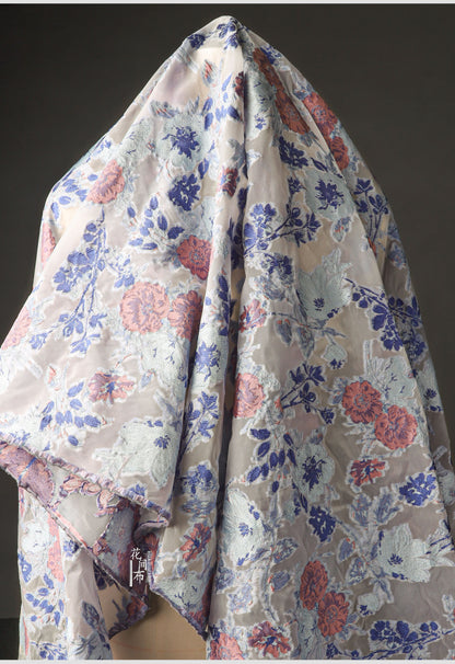 Floral Jacquard Embroidery Fabric: 54"W 3D Relief Polyester