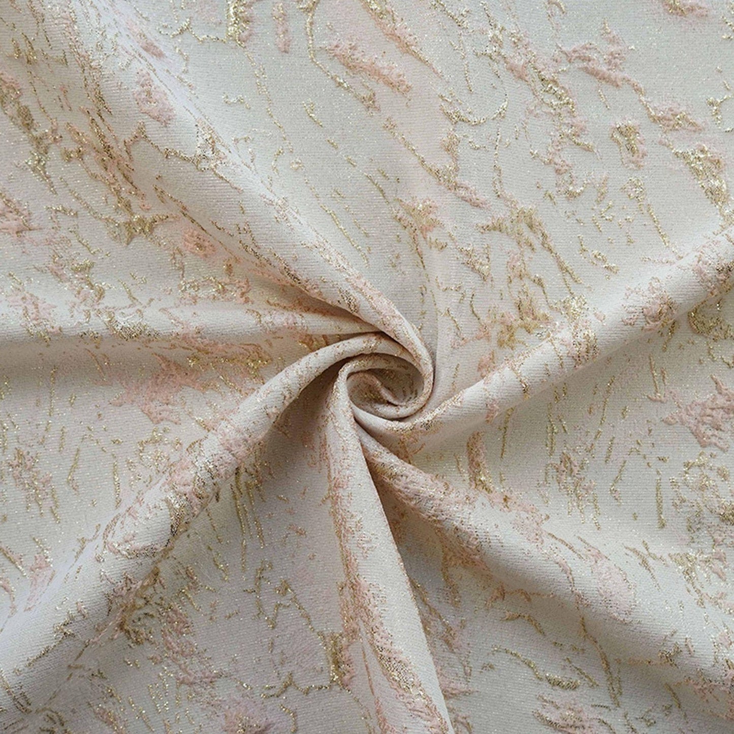 Gold Foil Jacquard Fabric - 3D Textured Embossed Material, 56" Wide