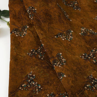 Gold Branch Printed Silk Fabric ��� Chinese Xiangyun Gauze, Dressmaking Ma