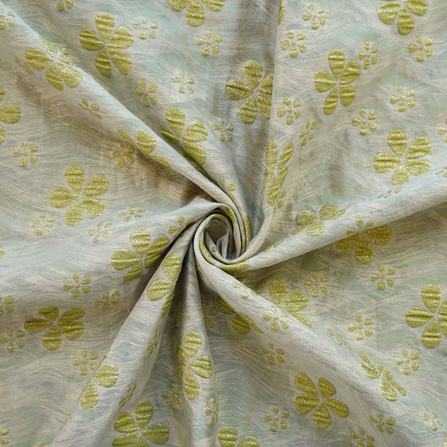 Gilded Flower Jacquard Woven Fabric: Embossed Gold Thread, 56" Wide