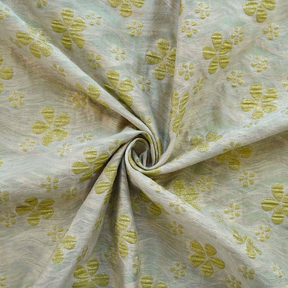 Gilded Flower Jacquard Woven Fabric: Embossed Gold Thread, 56" Wide