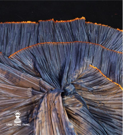 Two-Tone Pleated Polyester Fabric: Hand-Pressed Crepe, 55" Wide
