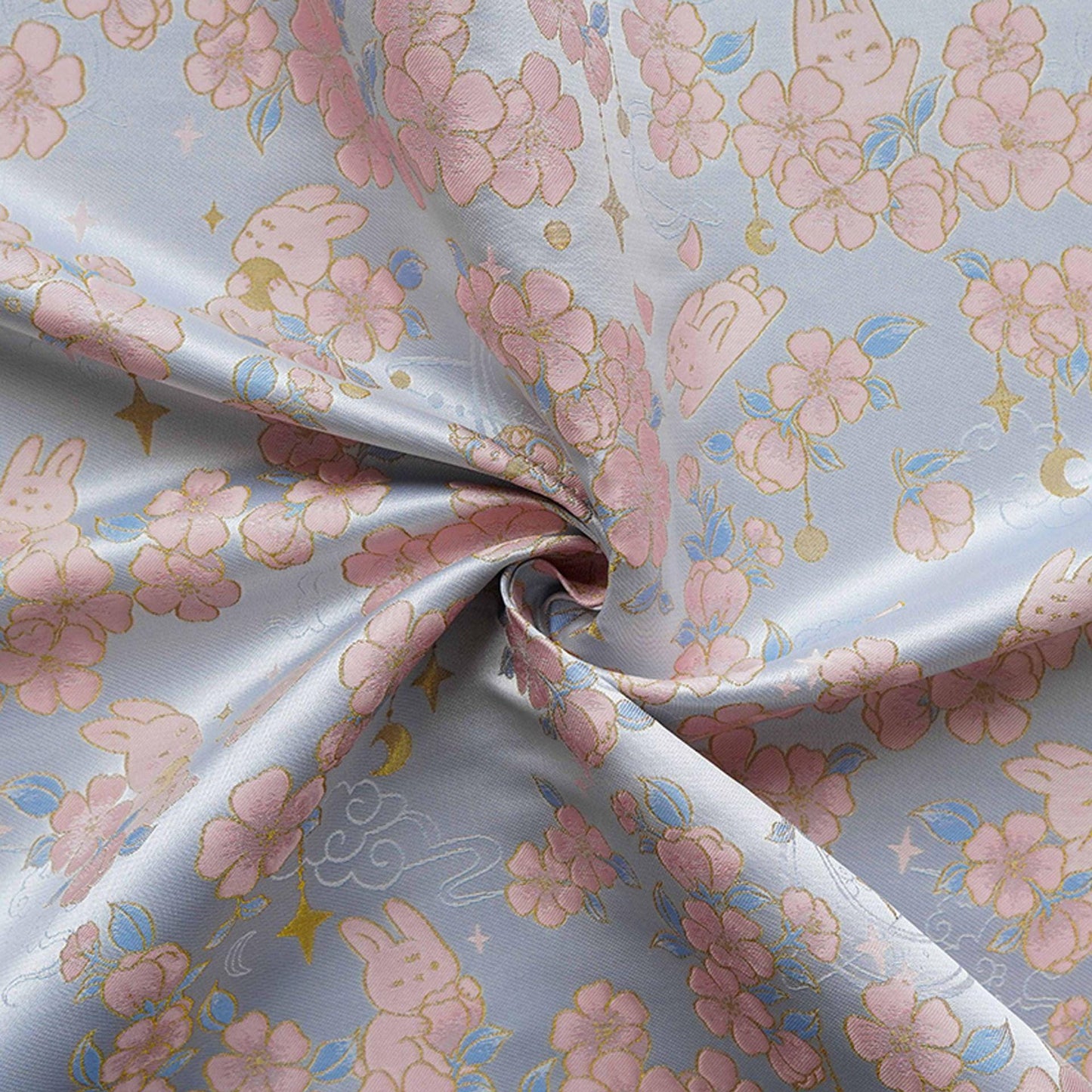 Golden Song Brocade Jacquard ��� Jade Rabbit and Begonia Blossom Desi"Wide