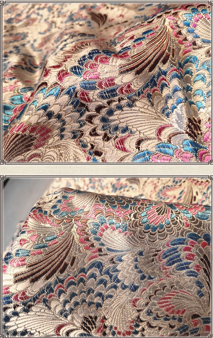 Celosia Silk Brocade Fabric: Cheongsam Qipao Upholstery, 29.5"W