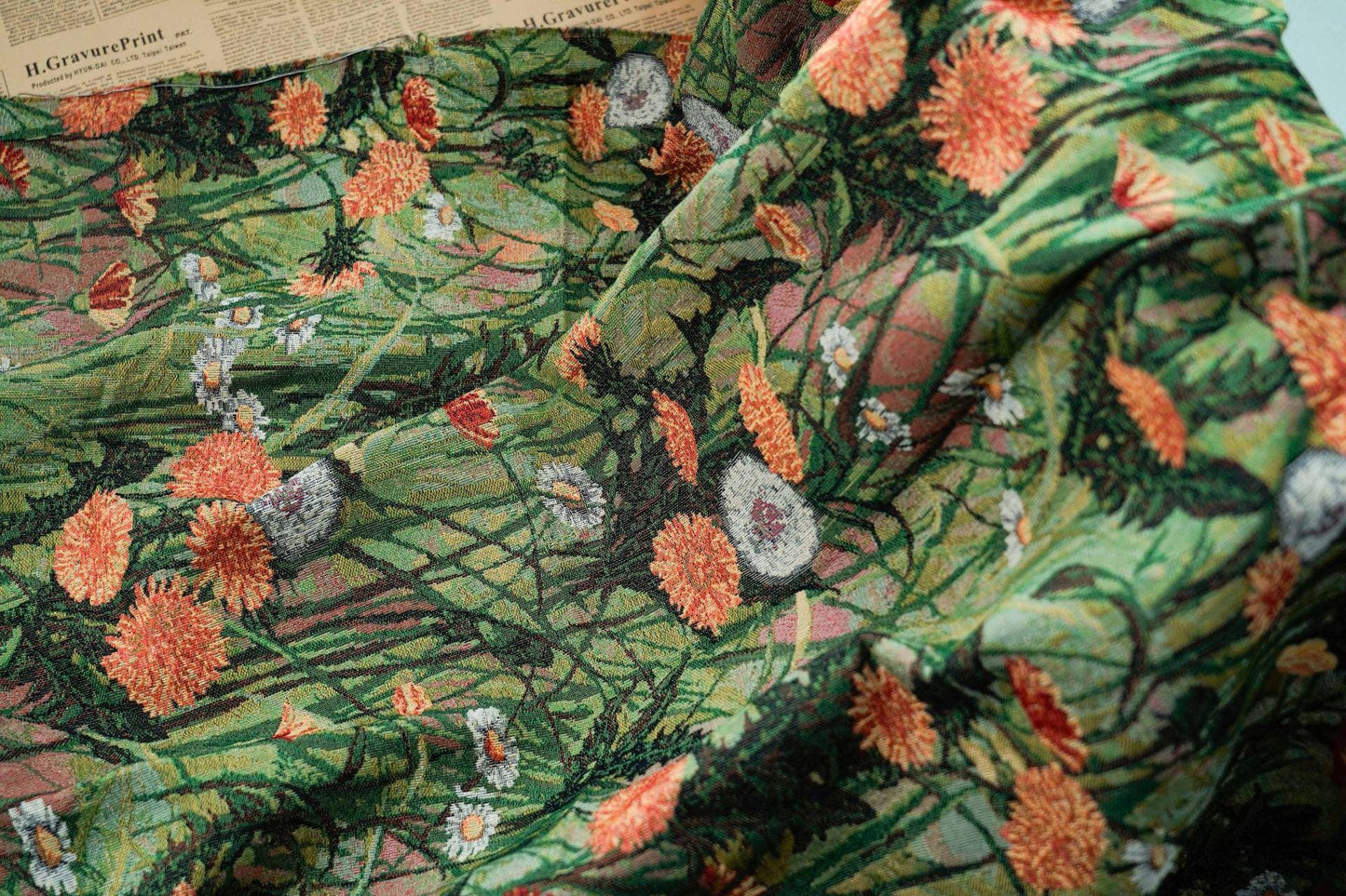 Floral Jacquard Woven Fabric: Oil Painting Style, 55" Wide