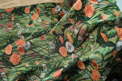 Floral Jacquard Woven Fabric: Oil Painting Style, 55" Wide