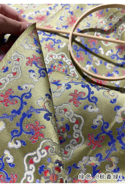 Silk Brocade Fabric: 59"W Floral Sewing Material