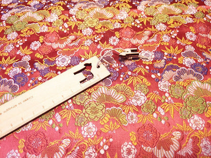 Tissu brocart de soie japonais Nishijin : Jacquard floral (au mètre)