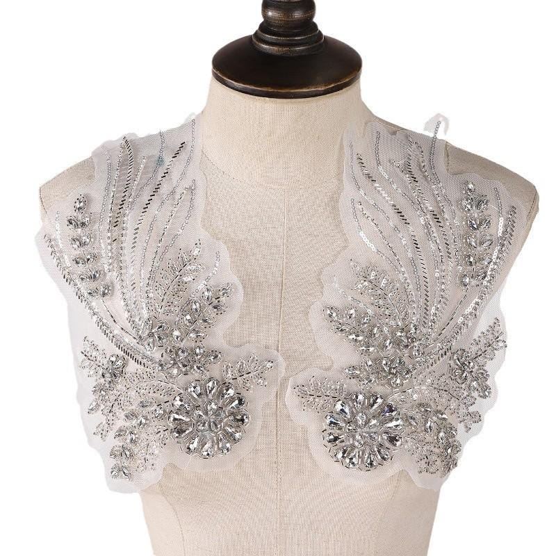Embroidered Lace Trim with Sequins and Beading - Bridal Wedding Dress Accessory