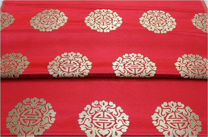 Brocart chinois : motif Fu & Shou, mélange soie et rayonne - Au mètre