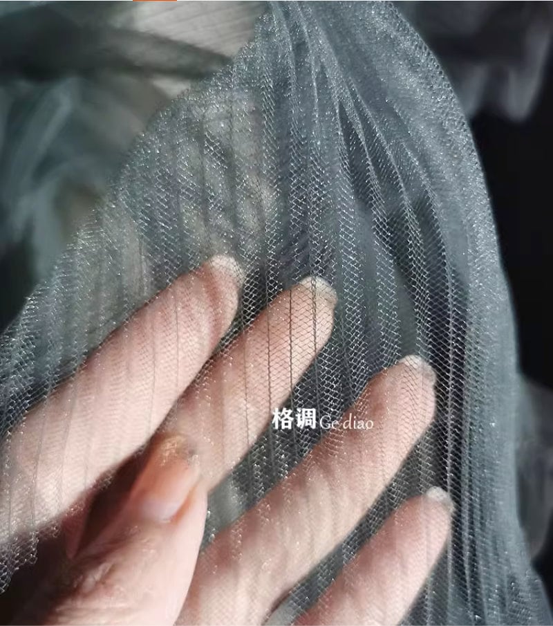 Pleated Tulle Mesh Fabric | Stiffened Silhouette, 59" Wide