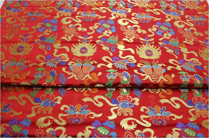 Pisces Double Fish Silk Brocade Fabric: Cheongsam Fabric, Home Decor - Poppylollipop