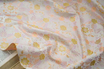 Floral Jacquard Fabric: Gold Thread Upholstery, 59" Wide