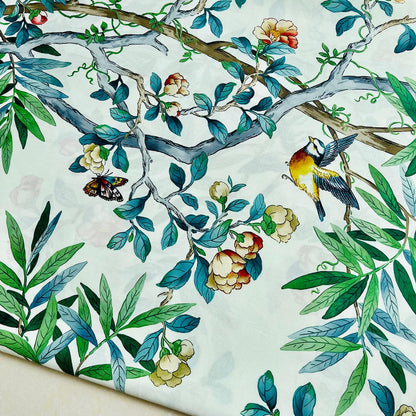 Floral Bird Print Cotton Fabric: 59" Wide Sewing Quilting