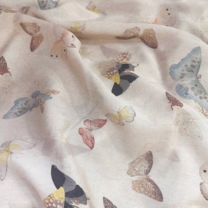 Butterfly Print Tencel Ramie Fabric: Sewing Material by The Meter