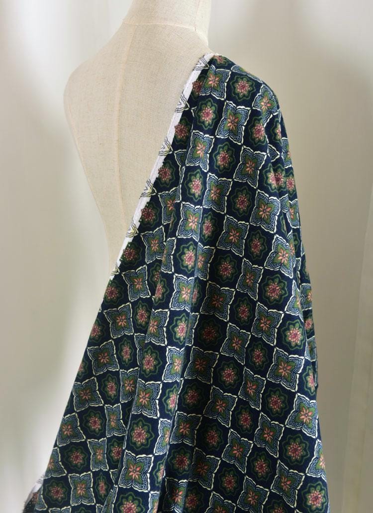 Japanese Cotton Fabric: Lattice Floral Print, Kimono Dress Fabric