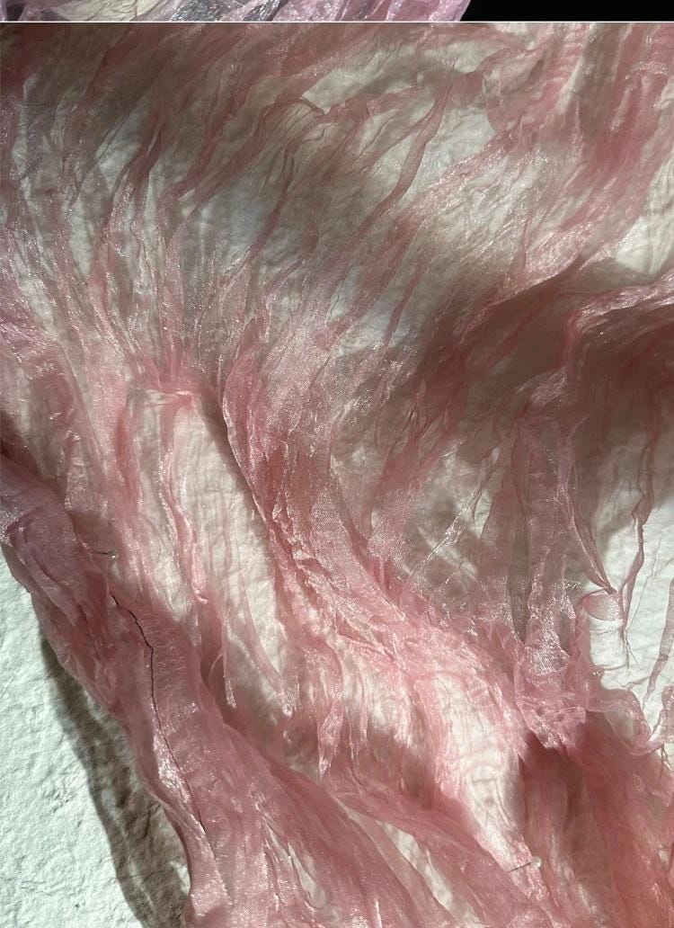 Pink Mermaid Organza Fabric: Water Reflective, Stiff Texture (55" W)