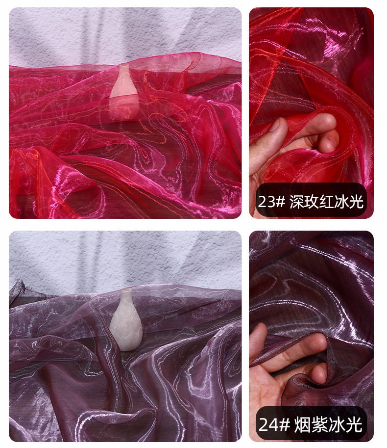 Two-Tone Organza Fabric: 59" Wide Glass Yarn for Sewing & Costumes