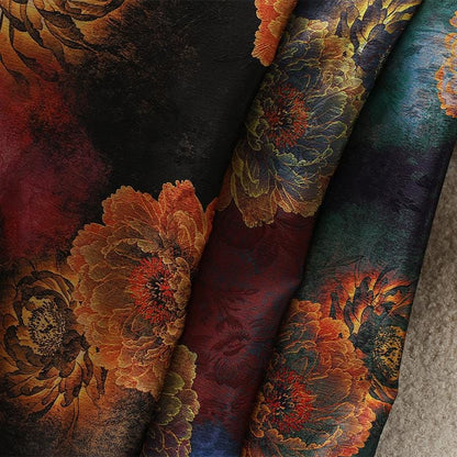 Peony Tea Silk Satin Fabric: 59"W Upholstery Costume Drapery