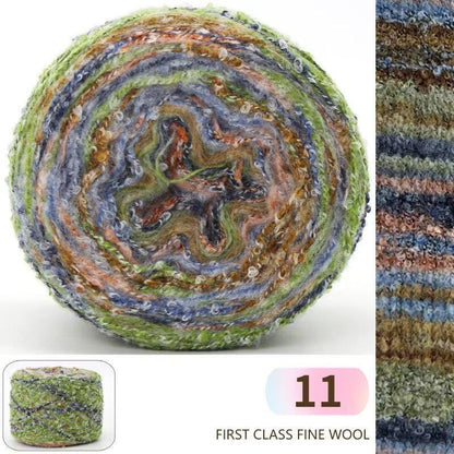 Fil de soie mohair teint à la main : Laine à tricoter dégradée arc-en-ciel (50 g/100 m)