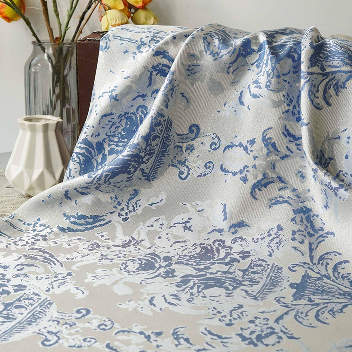 Vintage Floral Scroll Jacquard Fabric, 59" Wide