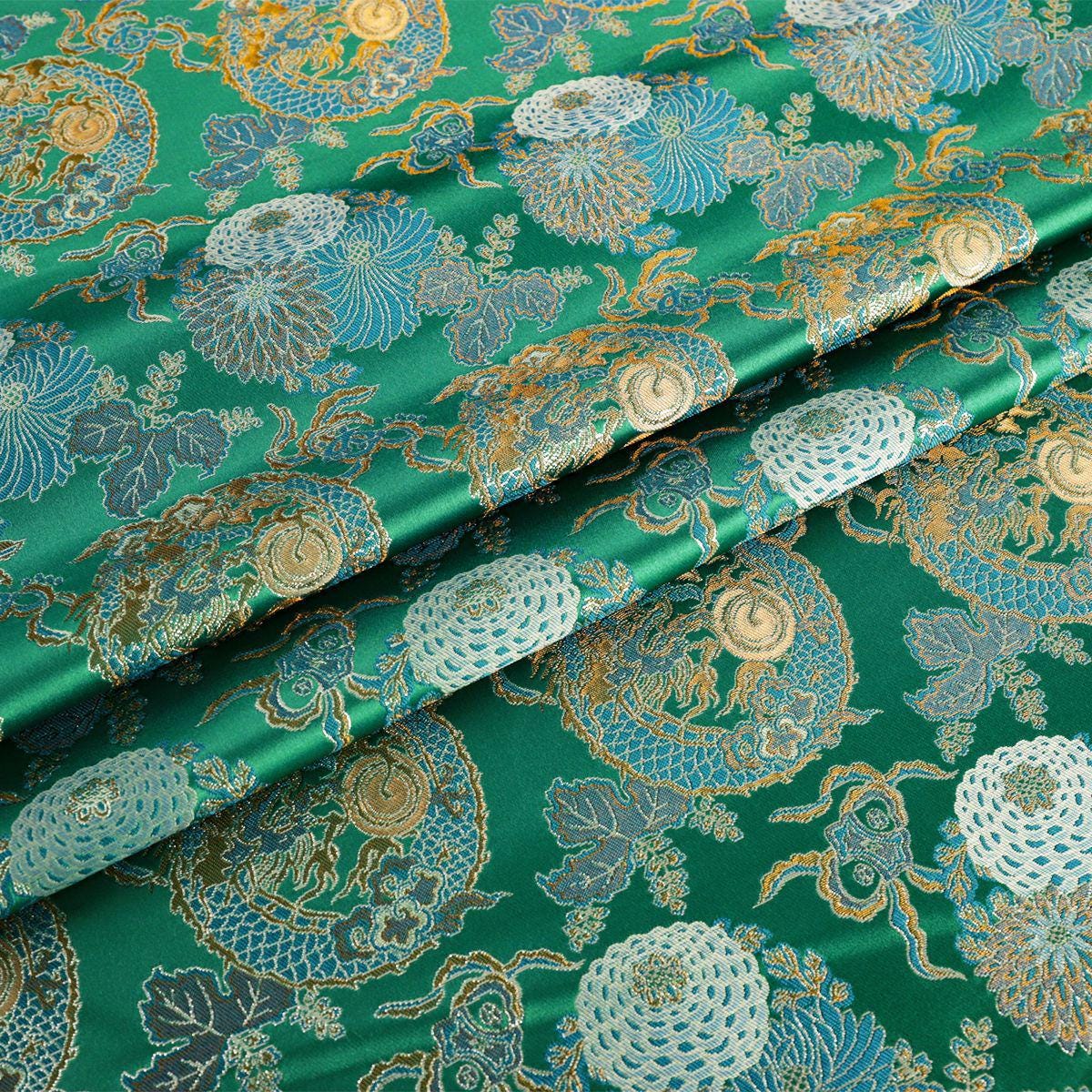 Dragon Jacquard Fabric: Ancient Asian Totem Pattern, 55" Wide