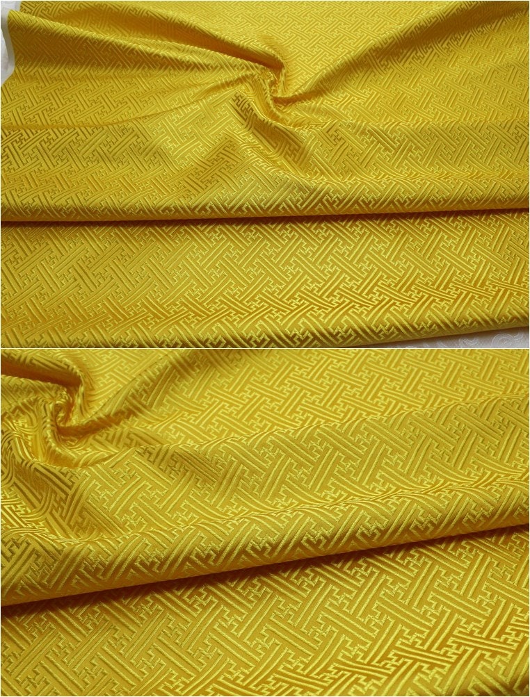 Chinese Brocade Fabric: Fret Pattern Silk Rayon Blend, 29.5" Wide