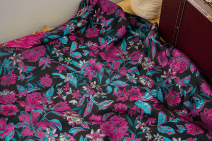 Gold Thread Floral Jacquard Fabric: Vintage Palace Designer Material