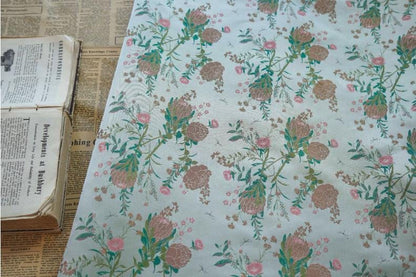 Floral Brocade Jacquard Fabric: Retro Palace Style Gold Thread (By The Meter)