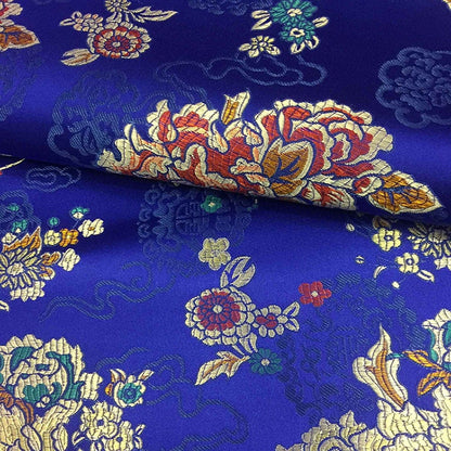 Ethnic Style Silk Brocade Fabric: Cheongsam Jacquard, Purple Floral (By 1 Meter)