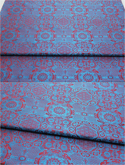 Gold Jacquard Fabric: Tortoise Bone Pattern Silk Rayon Blend