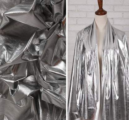 Mirror Coated Silver TPU Fabric: Metallic Designer Clothing Material