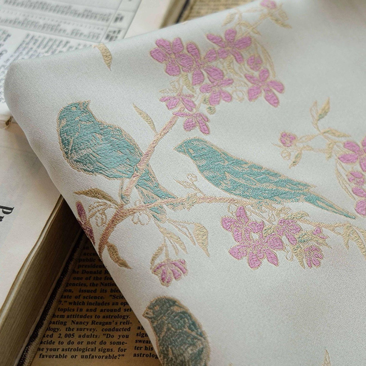 Mandarin Duck Jacquard Fabric: Chinese Style Upholstery, Costume, Drapery (59"W By 1 Meter)