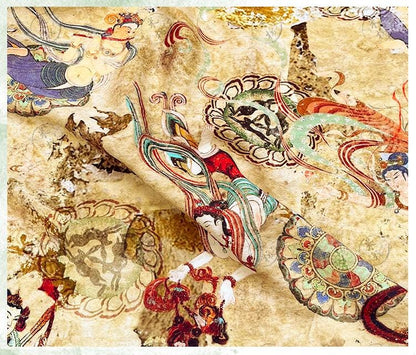 Dunhuang Flying Apsaras Fabric: Oriental Art Cotton Print for Sewing