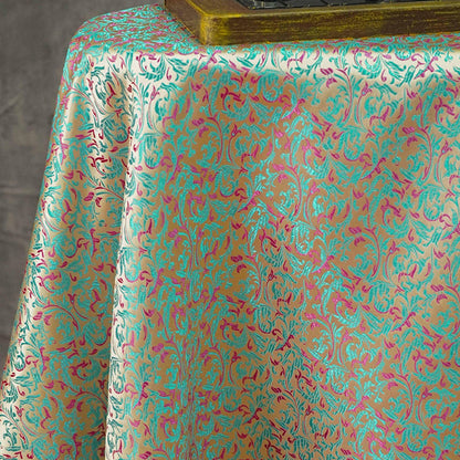 Tissu brocart bleu sarcelle et violet : jacquard Renaissance, 150 cm de large