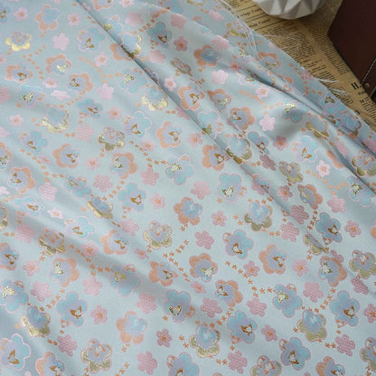 Gold Thread Floral Jacquard Fabric: 3D Flower Upholstery, 59" Wide