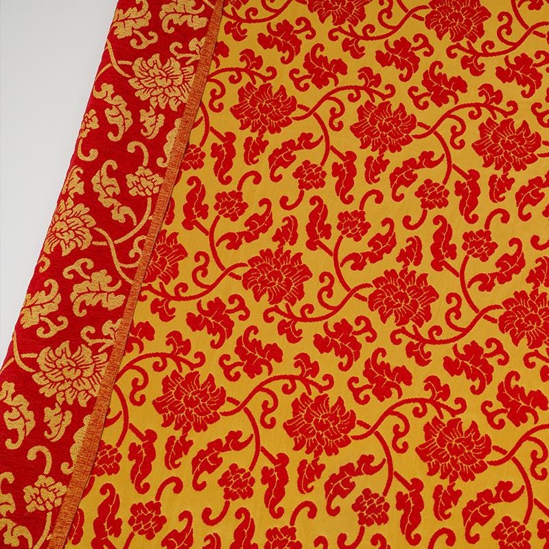 Tissu velours brocart élégant à volutes de lotus – Matière luxueuse et épaisse pour hauts et gilets de style chinois, 59