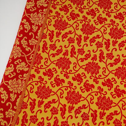 Tissu velours brocart élégant à volutes de lotus – Matière luxueuse et épaisse pour hauts et gilets de style chinois, 59