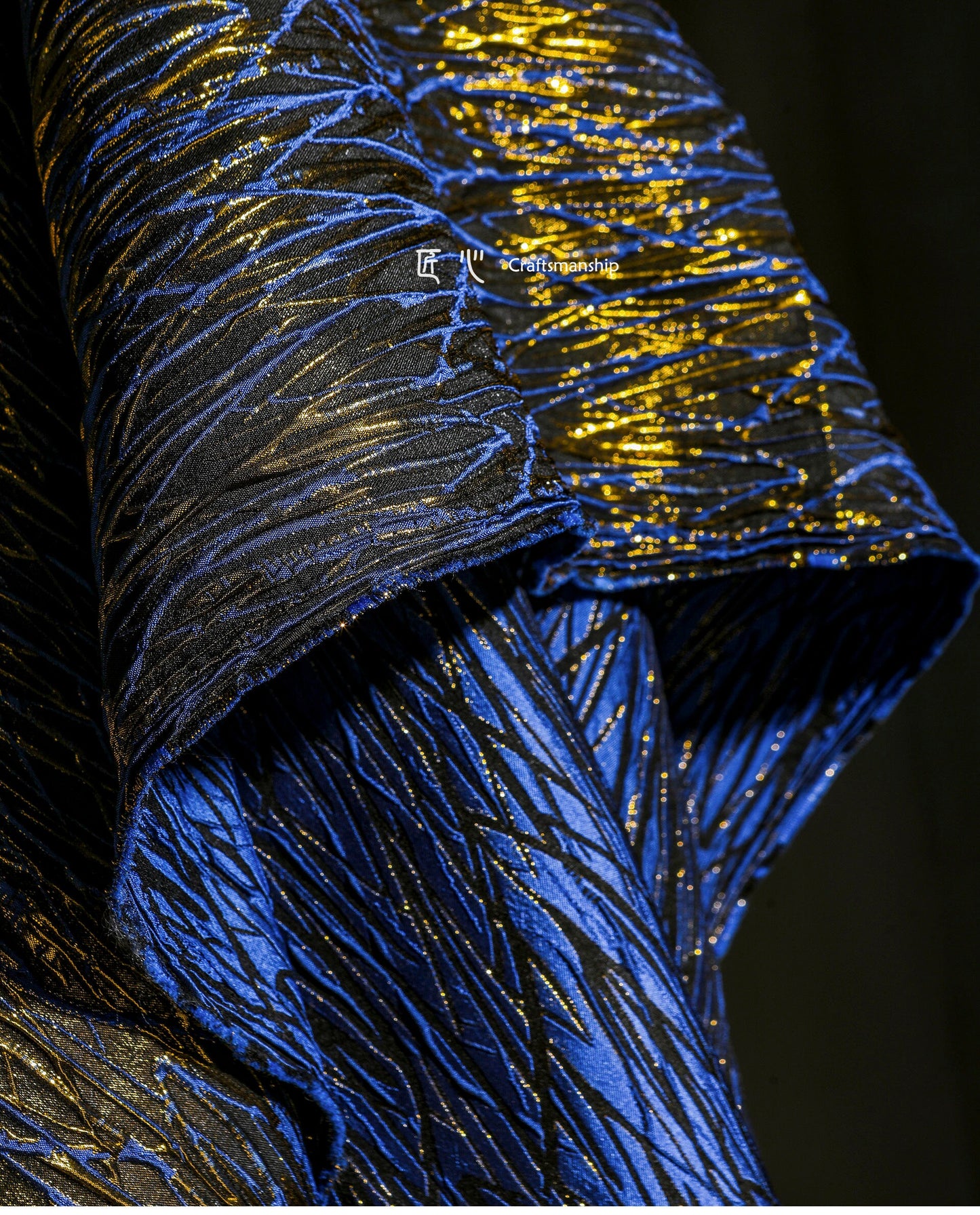 Turquoise Gold Thread Metallic Fabric: Designer Upholstery, Costume, Decor