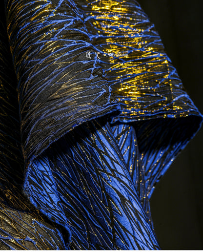 Turquoise Gold Thread Metallic Fabric: Designer Upholstery, Costume, Decor